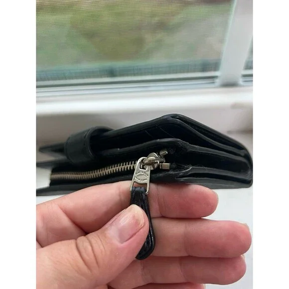 Coach F23553 Signature Monogram Medium Corner Zip Wallet in Black and Gray - Picture 12 of 12